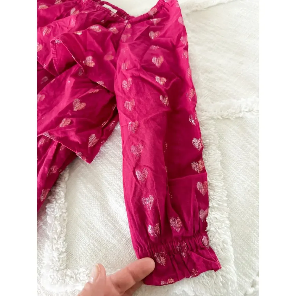 Crewcuts Factory | NWOT Girls' shimmer tiered hearts dress Brilliant Berry Sz 3